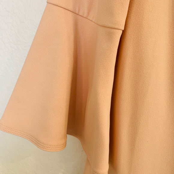 Calvin Klein Blush Pink Crepe Sheath Dress Size 10 Bell Sleeve Full Zipper Back - Picture 6 of 15